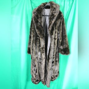 Excelled Collection Reversible Penny Lane Leather Faux Fur Coat, Brown, XL - EUC